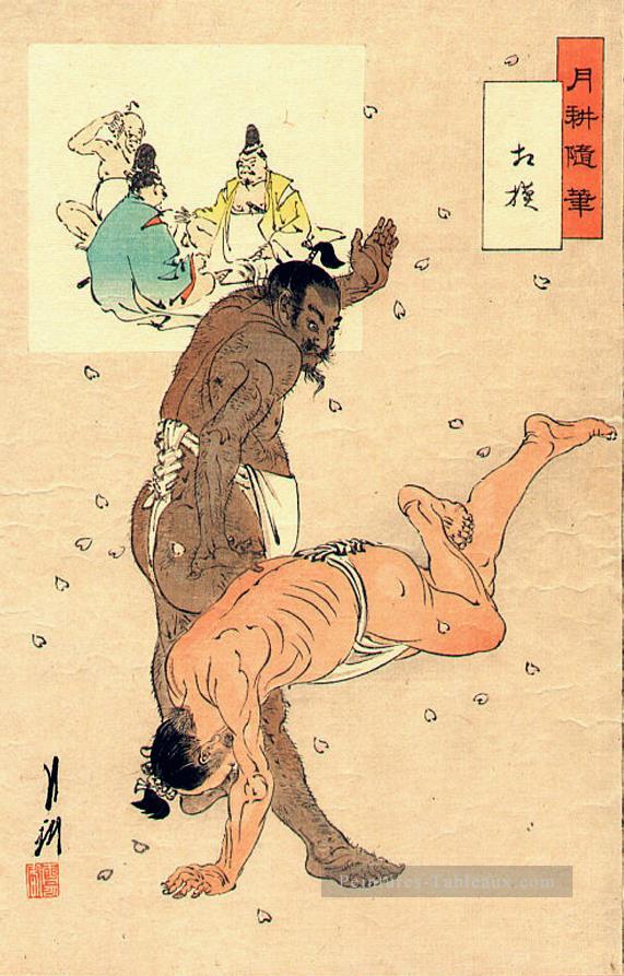 Sumo lutteurs 1899 Ogata Gekko japonais Peintures à l'huile